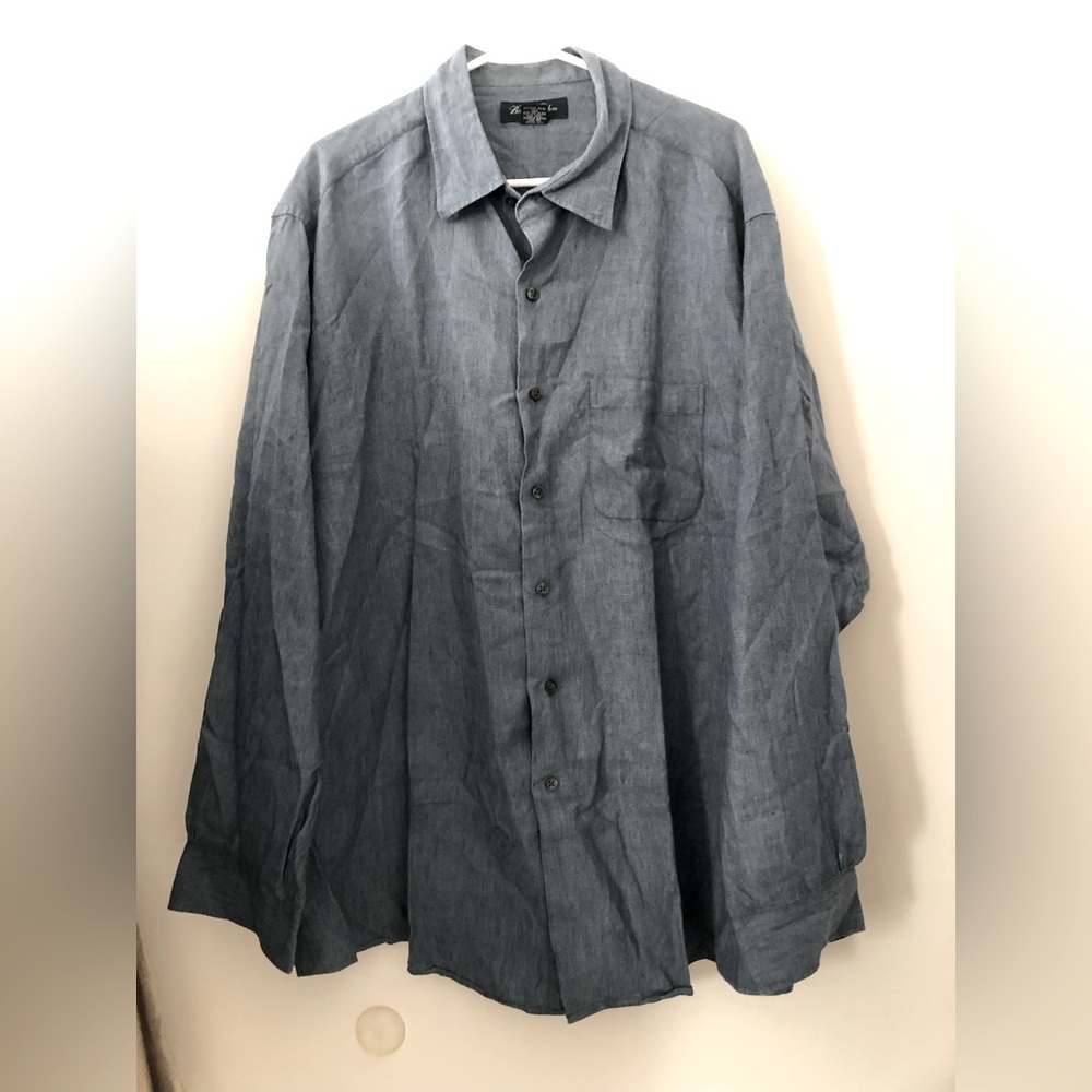 Brooks Brothers Irish linen button down shirt, blue, EUC